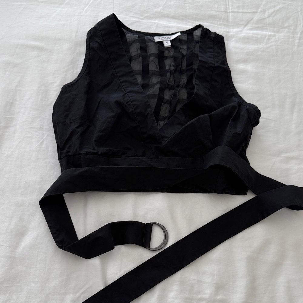 Derek Lam Black Sleeveless Crop Top with Belt size 6